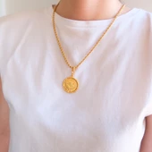 Altın Kaplama İmitasyon Dorika Çerçeveli 2.5 luk Reşat Kolye Ucu TGR-587 thumbnail 3