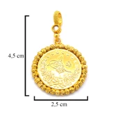 Altın Kaplama İmitasyon Dorika Çerçeveli 2.5 luk Reşat Kolye Ucu TGR-587 thumbnail 4