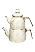 Nishev.com Evini Sev Elite Class Kırık Mermer Desenli Çaydanlık – Beyaz - 1