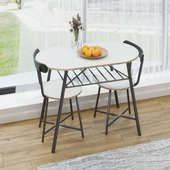 Eportatif 2 Kişilik Mutfak Bahçe Masa Sandalye Seti Beyaz 1466 thumbnail 1