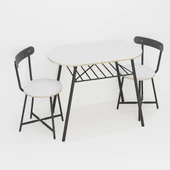 Eportatif 2 Kişilik Mutfak Bahçe Masa Sandalye Seti Beyaz 1466 thumbnail 6