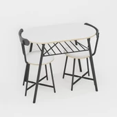 Eportatif 2 Kişilik Mutfak Bahçe Masa Sandalye Seti Beyaz 1466 thumbnail 4