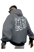 Erkek Sırt NY Baskılı Kapüşonlu Sweatshirt - 1