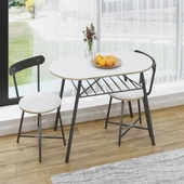 Eportatif 2 Kişilik Mutfak Bahçe Masa Sandalye Seti Beyaz 1466 thumbnail 2