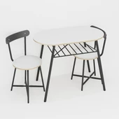 Eportatif 2 Kişilik Mutfak Bahçe Masa Sandalye Seti Beyaz 1466 thumbnail 5