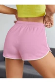 Kadın Pembe Çilek Baskılı Biye Detayli Mini Şort - 2
