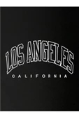 Unisex Siyah Los Angeles Fermuarlı Kapüşonlu Hırka - 4