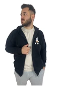 Unisex Gri Karikatür Baskılı Mevsimlik Oversize Kapüşonlu Hırka - 5