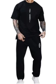 Erkek Dikey Baskılı Oversize Eşofman Takımı - 3