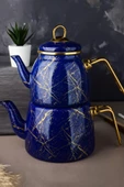 Nishev.com Evini Sev Elite Class Kırık Mermer Desenli Çaydanlık – Lacivert - 2