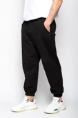Erkek Siyah Paça Lastikli Oversize Eşofman Alt - 2