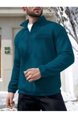 Erkek Göğüs Fermuarlı Oversize Polo Yaka Sweatshirt - 7