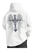 Erkek Beyaz Sırt Hac Baskılı Kapüşonlu Sweatshirt thumbnail 1