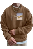 Erkek El Baskı Bisiklet Yaka Sweatshirt - 2