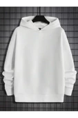 Erkek Beyaz Sırt Hac Baskılı Kapüşonlu Sweatshirt thumbnail 3