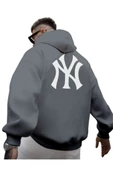 Erkek Ön Arka NY Baskılı Kapüşonlu Sweatshirt thumbnail 1
