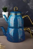 Nishev.com Evini Sev Elite Class Kırık Mermer Desenli Çaydanlık – Mavi - 2