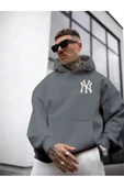 Erkek Ön Arka NY Baskılı Kapüşonlu Sweatshirt thumbnail 12