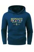 Erkek Monaco Baskılı Oversize Kapşonlu Sweatshirt - 1
