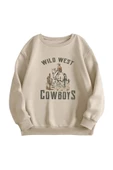 Kadın Bej Cowboy Bisiklet Yaka Sweatshirt - 1