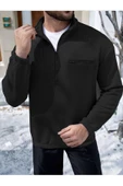 Erkek Göğüs Fermuarlı Oversize Polo Yaka Sweatshirt - 10