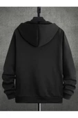 Unisex Siyah Los Angeles 78 Baskı Fermuarlı Kapüşonlu Oversize Hırka - 2