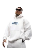 Erkek Nasa Baskılı Kapüşonlu Sweatshirt - 2