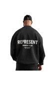 Erkek Represent Baskılı Oversize Bisiklet Yaka Sweatshirt - 1
