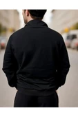Erkek Paris Baskılı Yarım Fermuarlı Oversize Sweatshirt - 8