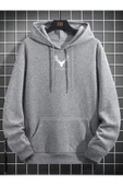 Erkek Geyik Baskı Kapüşonlu Sweatshirt - 9