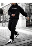 Erkek Believer Baskılı Oversize Kapşonlu Sweatshirt - 7