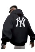 Erkek Ön Arka NY Baskılı Kapüşonlu Sweatshirt thumbnail 4