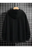 Erkek Siyah Yosemite Baskılı Kapüşonlu Sweatshirt - 3