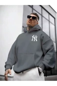 Erkek Ön Arka NY Baskılı Kapüşonlu Sweatshirt thumbnail 11