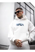 Erkek Nasa Baskılı Kapüşonlu Sweatshirt - 5