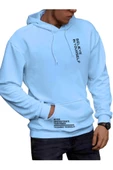 Erkek Believe Baskılı Oversize Kapşonlu Sweatshirt - 1