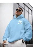 Erkek Ön Arka NY Baskılı Kapüşonlu Sweatshirt thumbnail 10