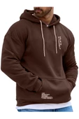 Erkek Believe Baskılı Oversize Kapşonlu Sweatshirt - 3