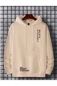 Erkek Believe Baskılı Oversize Kapşonlu Sweatshirt - 11