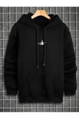 Erkek Siyah New York Baskılı Kapüşonlu Sweatshirt thumbnail 2