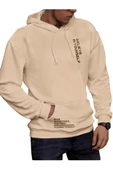 Erkek Believe Baskılı Oversize Kapşonlu Sweatshirt - 2