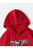 Tavşan Baskılı Oversize Kapüşonlu Sweatshirt - 5