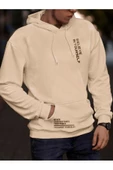 Erkek Believe Baskılı Oversize Kapşonlu Sweatshirt - 10