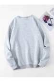 Kadın Gri Good Vibes Bisiklet Yaka Sweatshirt - 3
