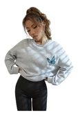 Kadın Kelebek Bisiklet Yaka Sweatshirt - 1