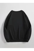 Kadın Siyah Parıltılı Ay Bisiklet Yaka Sweatshirt - 3
