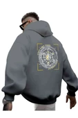 Erkek Avant Sırt Baskılı Oversize Kapşonlu Sweatshirt - 1