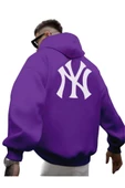 Erkek Ön Arka NY Baskılı Kapüşonlu Sweatshirt thumbnail 3