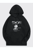 Tavşan Baskılı Oversize Kapüşonlu Sweatshirt - 7