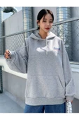 Unisex Back Baskılı Oversize Kapşonlu Sweatshirt - 10